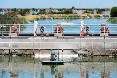 Wastewater treatment ponds.