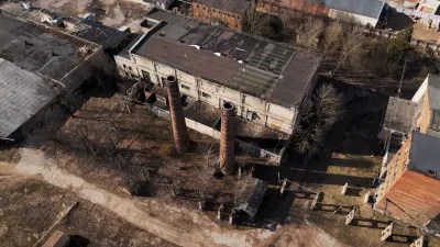 Abandoned industrial factory site.