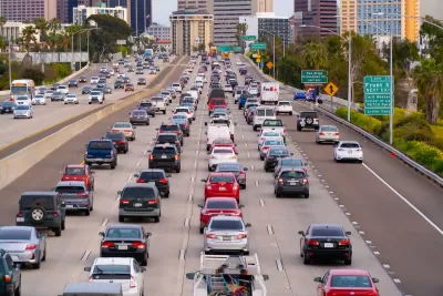View of traffic on San Diego freeway.