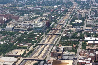 Aerial view of Interstate 290 or Eisenhower Expressway in Chicago, Illinois.