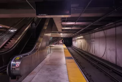 Empty Muni underground train platform