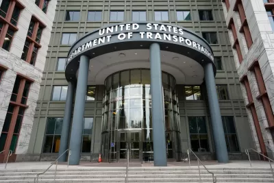 Front entrance of U.S. Department of Transportation office in Washington D.C.