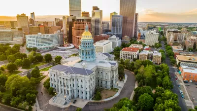 Aerial view of Colorado state capitol in Denver, Colorado