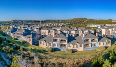 Neighborhood of large houses in suburban Austin, Texas.