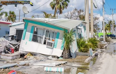 Mobile homes destroyed by Hurricane Ian in Fort Myers, Florida.