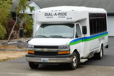 White Dial-a-Ride van in driveway in Seaview, Washington.