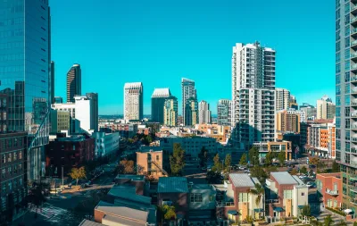 Dense high- and mid-rise buildings in San Diego, California on a sunny day.
