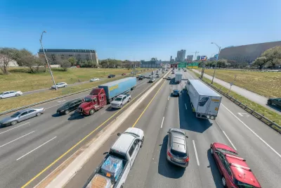 View of traffic on Interstate 35 in Austin, Texas.