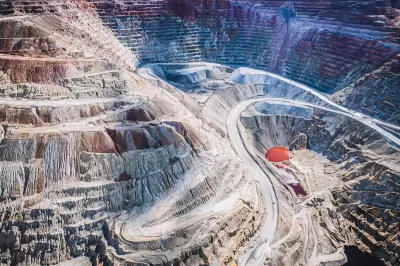Aerial view of copper strip mine in New Mexico.