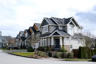 Two-story homes on residential street in Surrey, British Columbia, Canada.