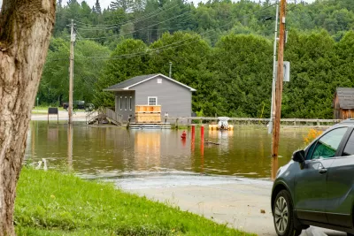 Flooded street in rural Vermont.