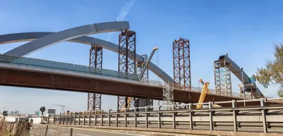 Large bridge under construction.