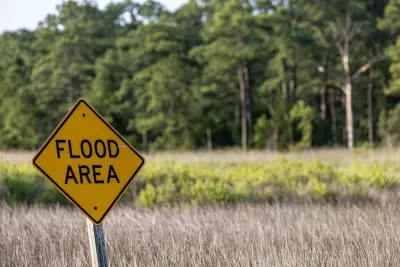 Yellow Flood Area road sign in Piney Point, Maryland.