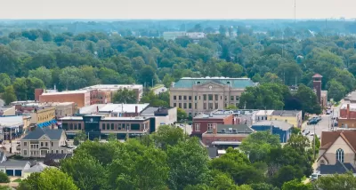 Aerial view of DeKalb County Courthouse and surrounding area in Auburn, Georgia.