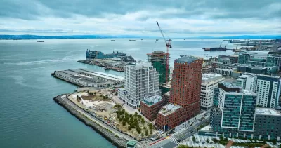 Aerial view of Mission Rock development in San Francisco, California.