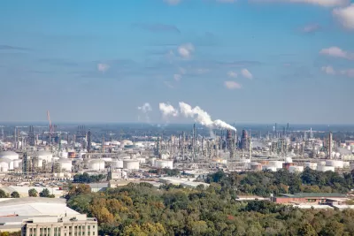 Aerial view of oil refinery near Baton Rouge, Louisiana.