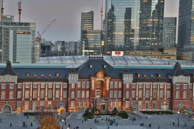 Red brick train station in Chiyoda City, Tokyo, Japan.