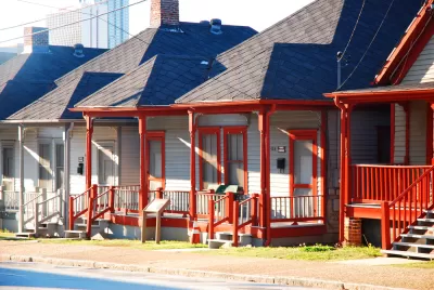 Sweet Auburn neighborhood of Atlanta, a historic district once home to wealthy African American families, stand in a row in the King Historic District
