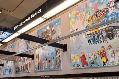 Mosaic mural at Little Tokyo/Arts District transit station in downtown Los Angeles.