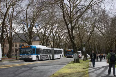Community Transit buses at the University of Washington, Seattle.