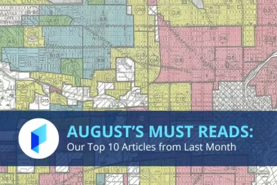 August's Must-Reads laid over a close-up image of a radlining map.