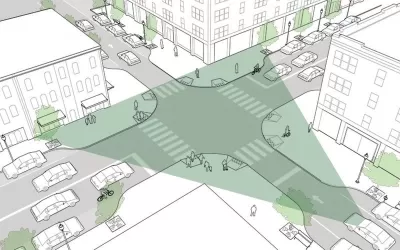 Diagram of visibility at urban intersection.