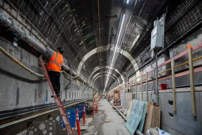 Workers fixing the East River Tunnel