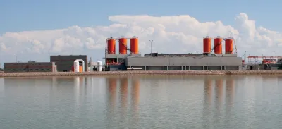 Water purification plant in El Paso, Texas on riverfront.