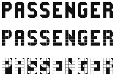 The word passenger written three times in blocky text