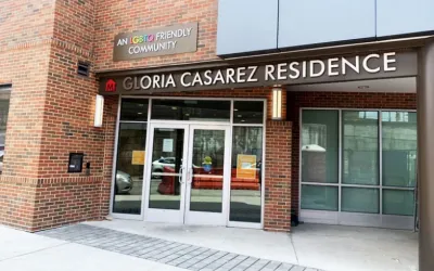 Front entrance of Gloria Casarez Residence supportive housing facility in Phialdelphia, Pennsylvania.