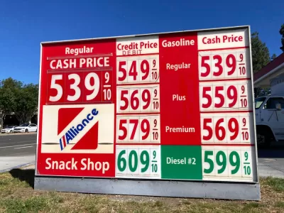 Gas station prices sign