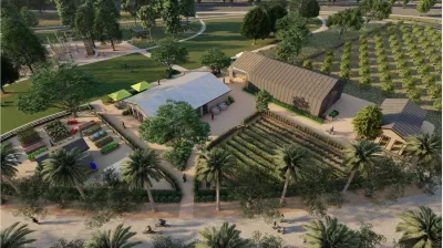 Rendering of the proposed Farm Hub at The Great Park, Ontario