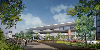 Drawing of proposed Inglewood People Mover station in Inglewood, California.
