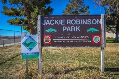 Jackie Robinson Park sign in Los Angeles County.