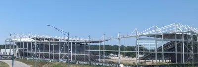 CPKC sports stadium under construction in Kansas City, Missouri.
