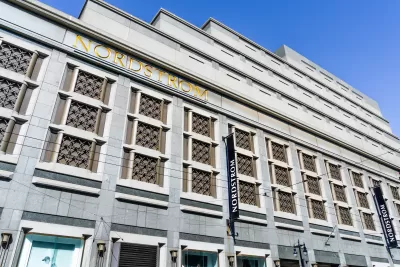 The granite exterior of the Nordstrom store in San Francisco.