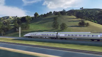 Conceptual rendering of the California High-Speed Rail project in Pacheco Pass.