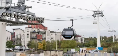 Aerial cable car in Paris, France.