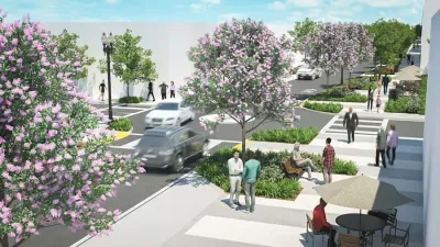 Rendering of Park Street in Jacksonville, Florida with new sidewalks and roundabout.