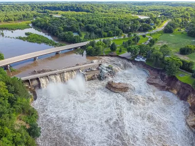 Aerial view of Rapidan Dam failure in June 2024.