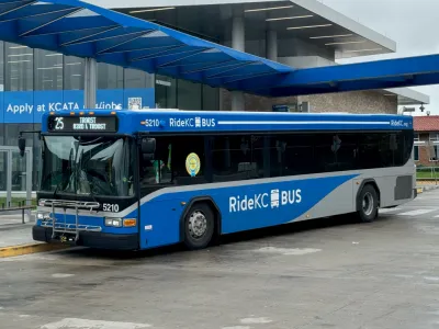 Blue Kansas City RideKC bus.