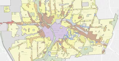 A map showing proposed zones for future development in the city of Rochester, New York.