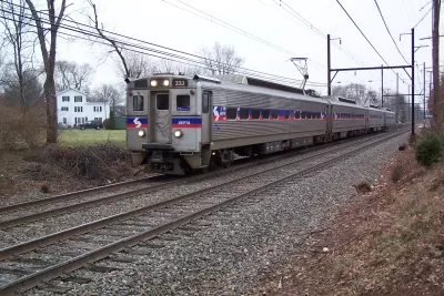 A SEPTA R5 commuter train heading for Doylestown, Pennsylvania from Lansdale station.