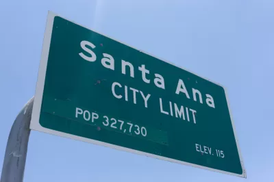 Highway sign for Santa Ana, California