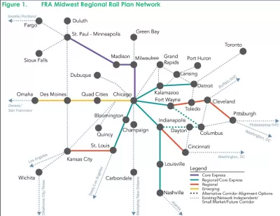 Stylized rendering of the Midwest Regional Rail Network