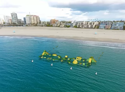 Rendering of inflatable floating water park in Long Beach, California.