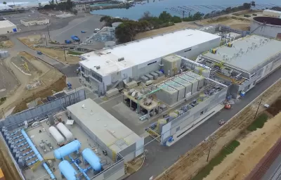 Aerial view of desalination plant in Carlsbad, California