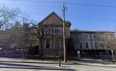 Google street view of brick two-story building housing Salvation Army supportive housing shelter in Atlanta, Georgia.