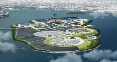 Conceptual rendering of Rikers Island redevelopment as renewable energy facility