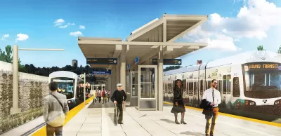 Rendering of proposed East Link light rail station.